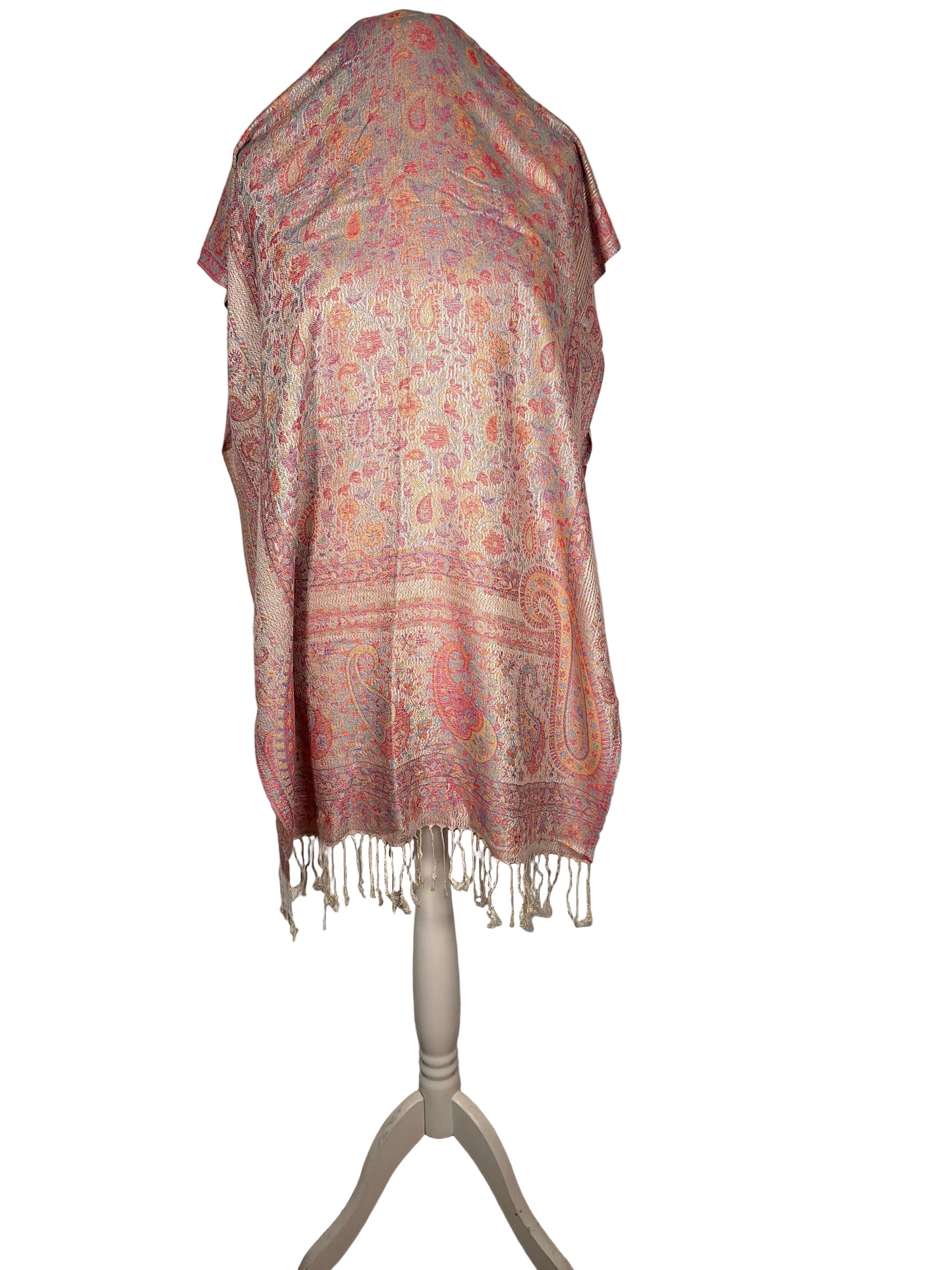 Reversible Paisley Cashmere Pashmina Shawl | Pink Tones