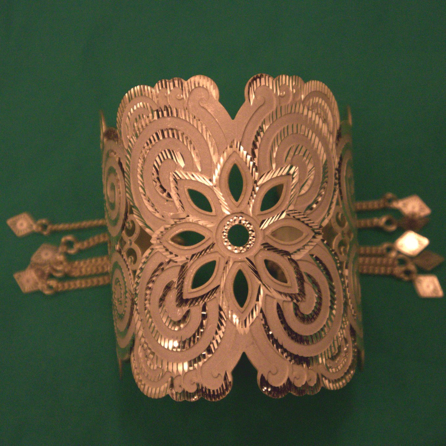 Gold-Tone Floral Cutwork Bangle
