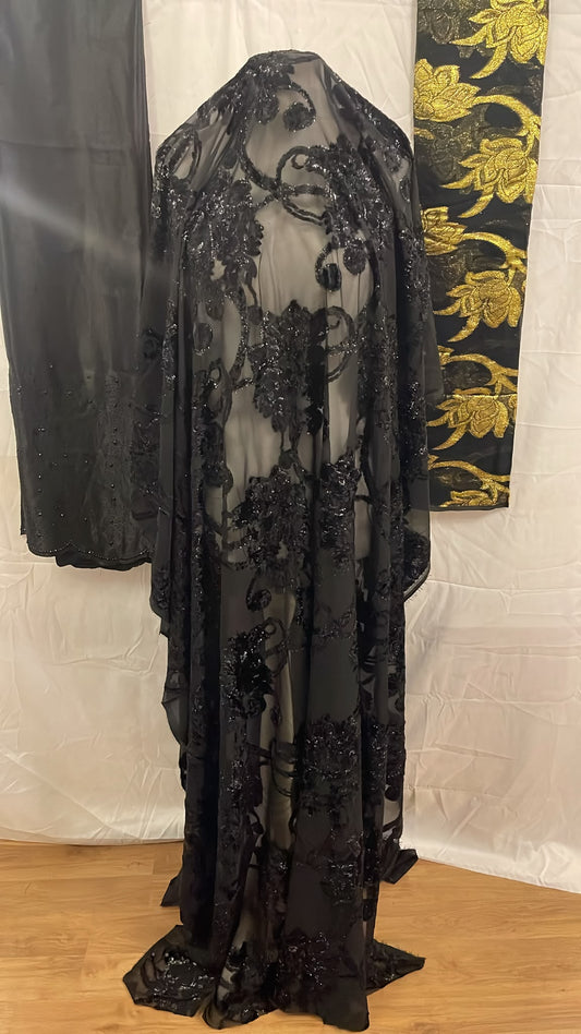 Black Midnight Maqbal Fabric Full
Set – Gorogard & Garbasaar | Unstitched