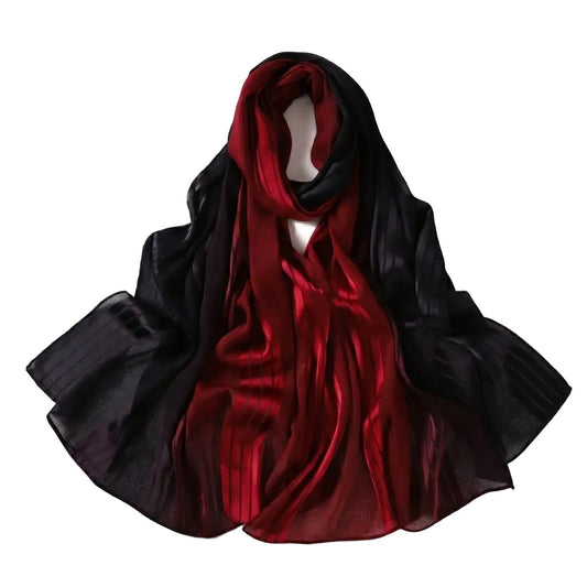 Black and red hijab on a white background
