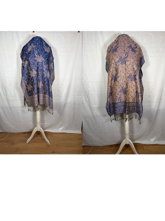 Reversible Paisley Cashmere Pashmina Shawl – Available in 3 Blue Tone Colours