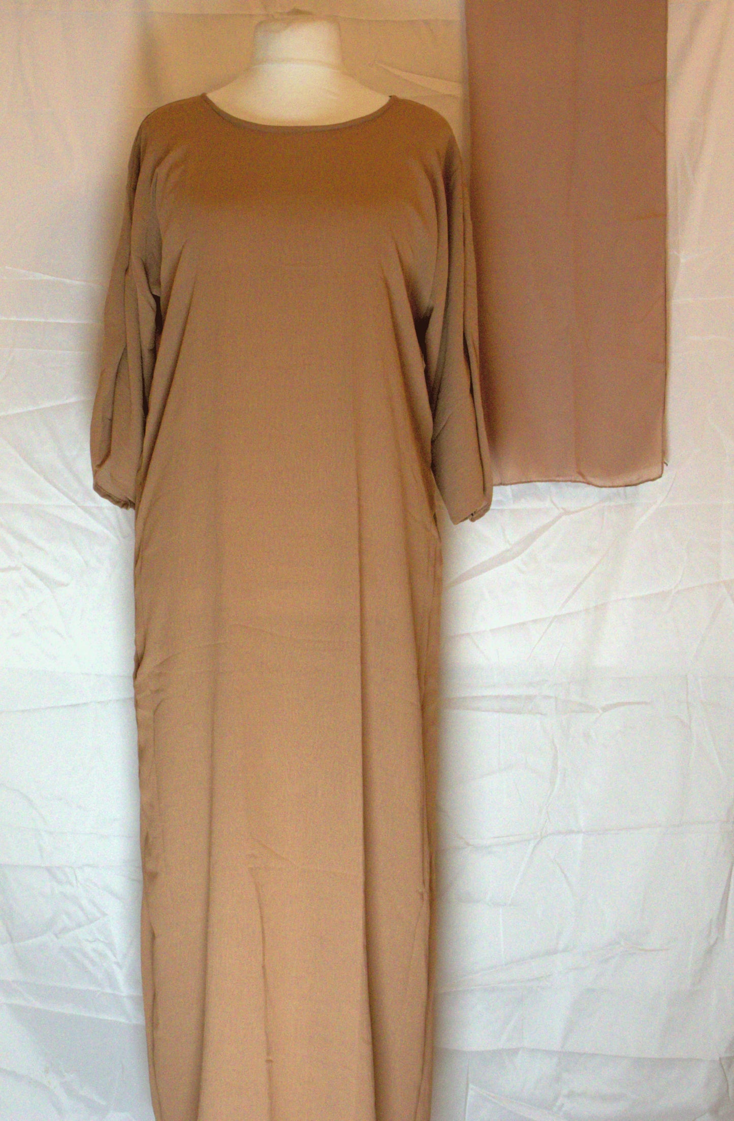 Mocha Brown Print Abaya full set - Dirac fashion