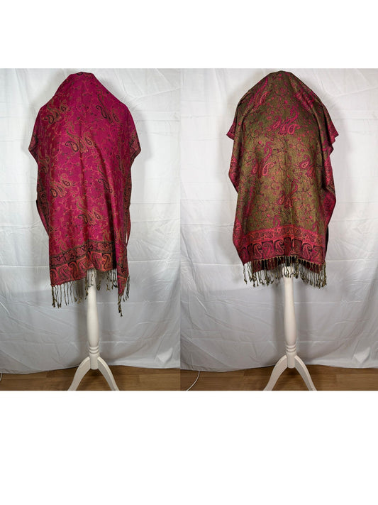 Reversible Paisley Cashmere Pashmina Shawl – Available in 3 Pink Tone Colours