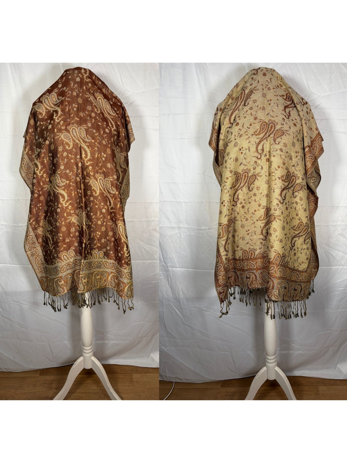 Reversible Paisley Cashmere Pashmina Shawl – Available in 3 Earth Tone Colours