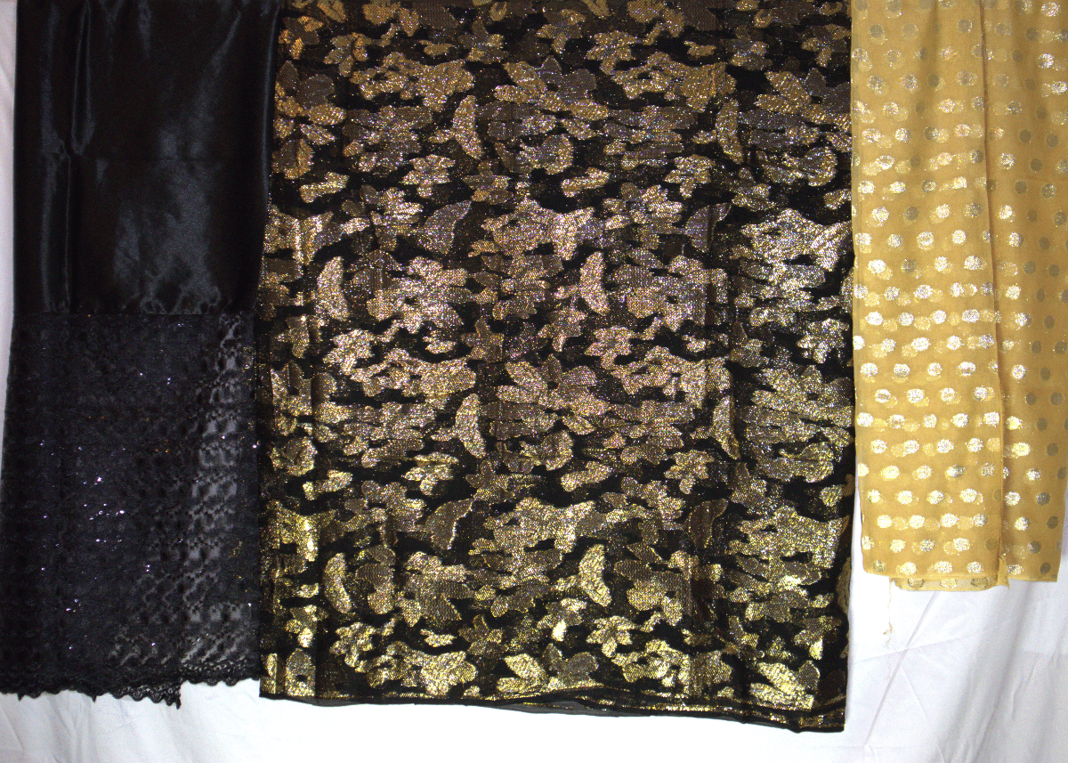 Dirac Fransawi fabric Black and Gold full set with Gorgorad and gabsaar