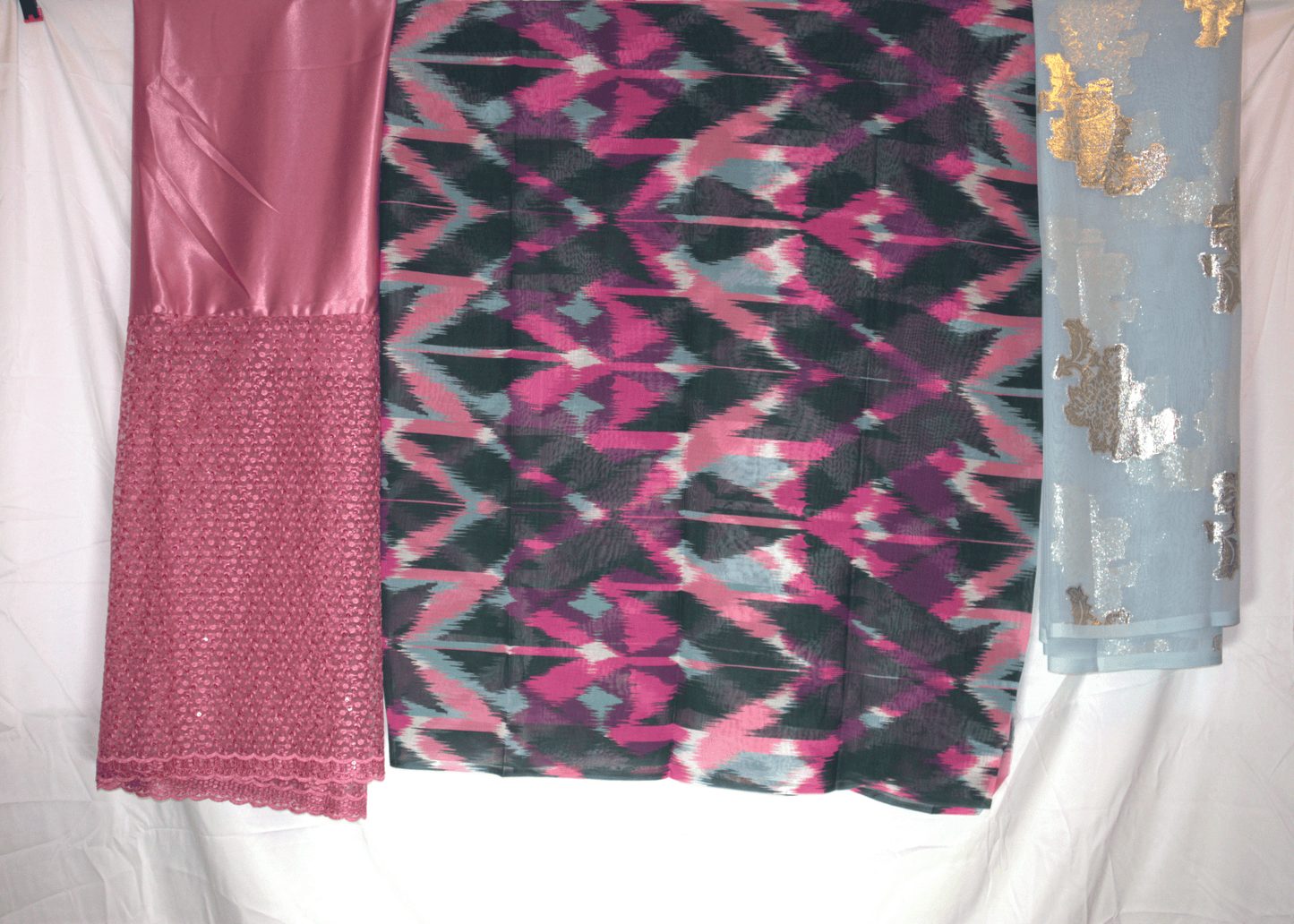 Swiss Dirac – Black & Pink Printed Fabric Set