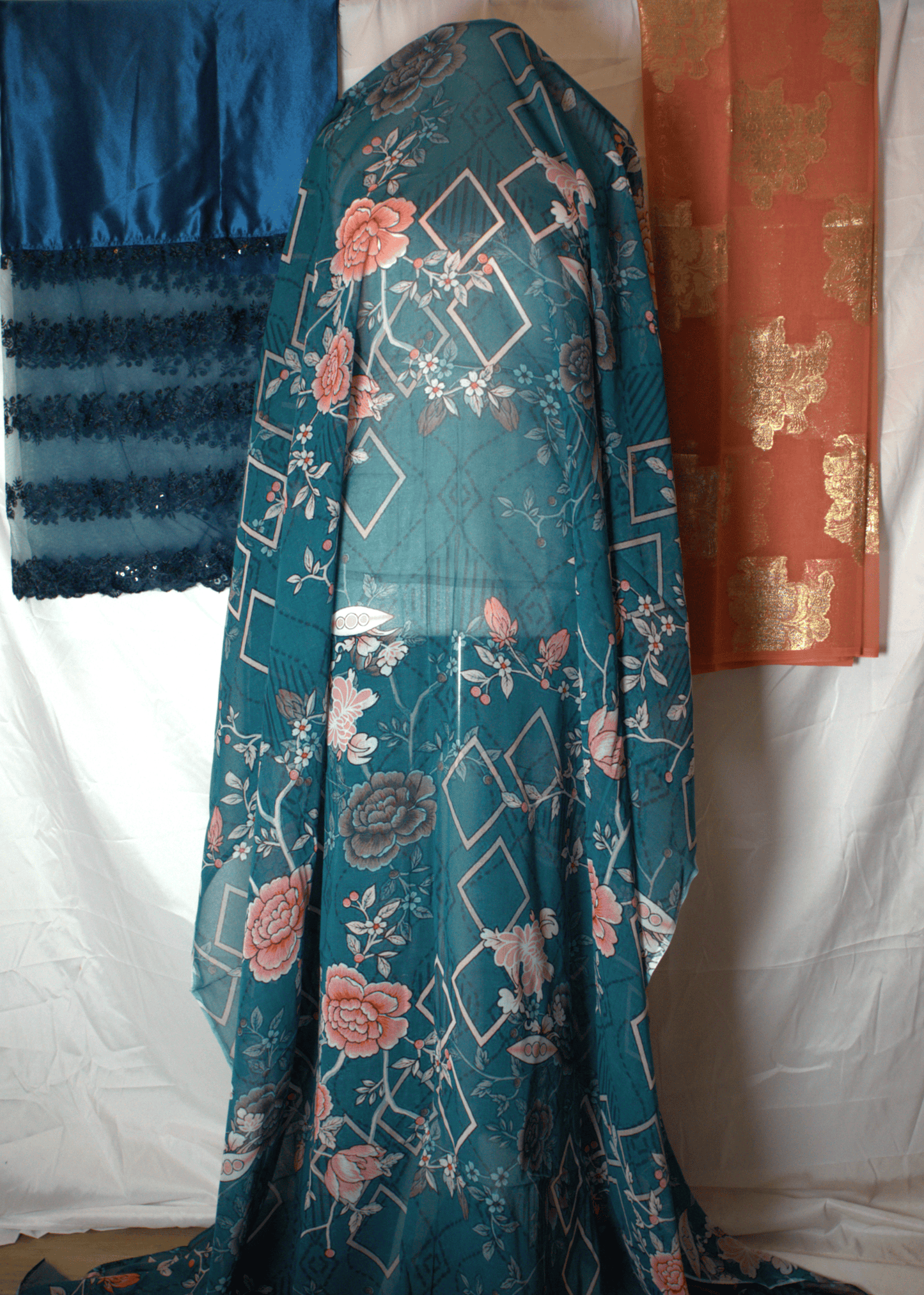 Blue & Orange Floral Somali Dirac German