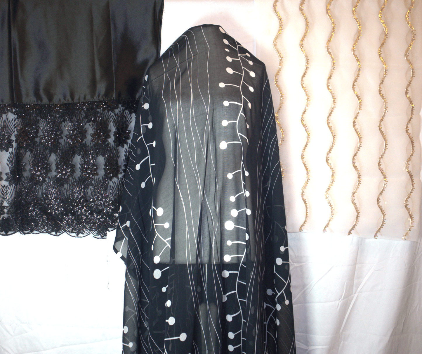 Black German Dirac with white patterns with White Gabsaar