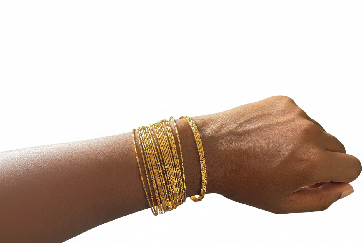 Gold Brass Bangle Set – 24 Pieces