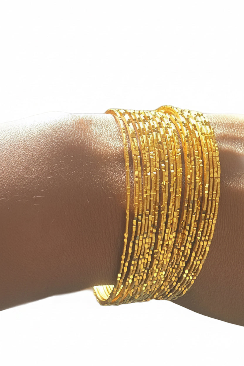 Gold Brass Bangle Set – 24 Pieces