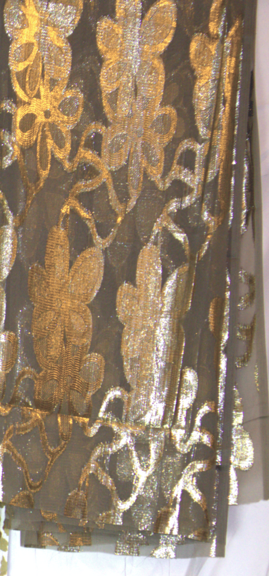 Garbasaar fabric with gold floral pattern