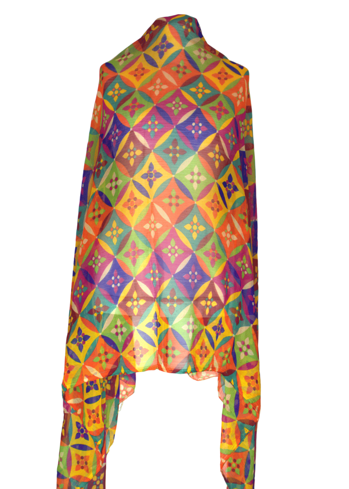 Colorful patterned somali Gabsaar on a white background