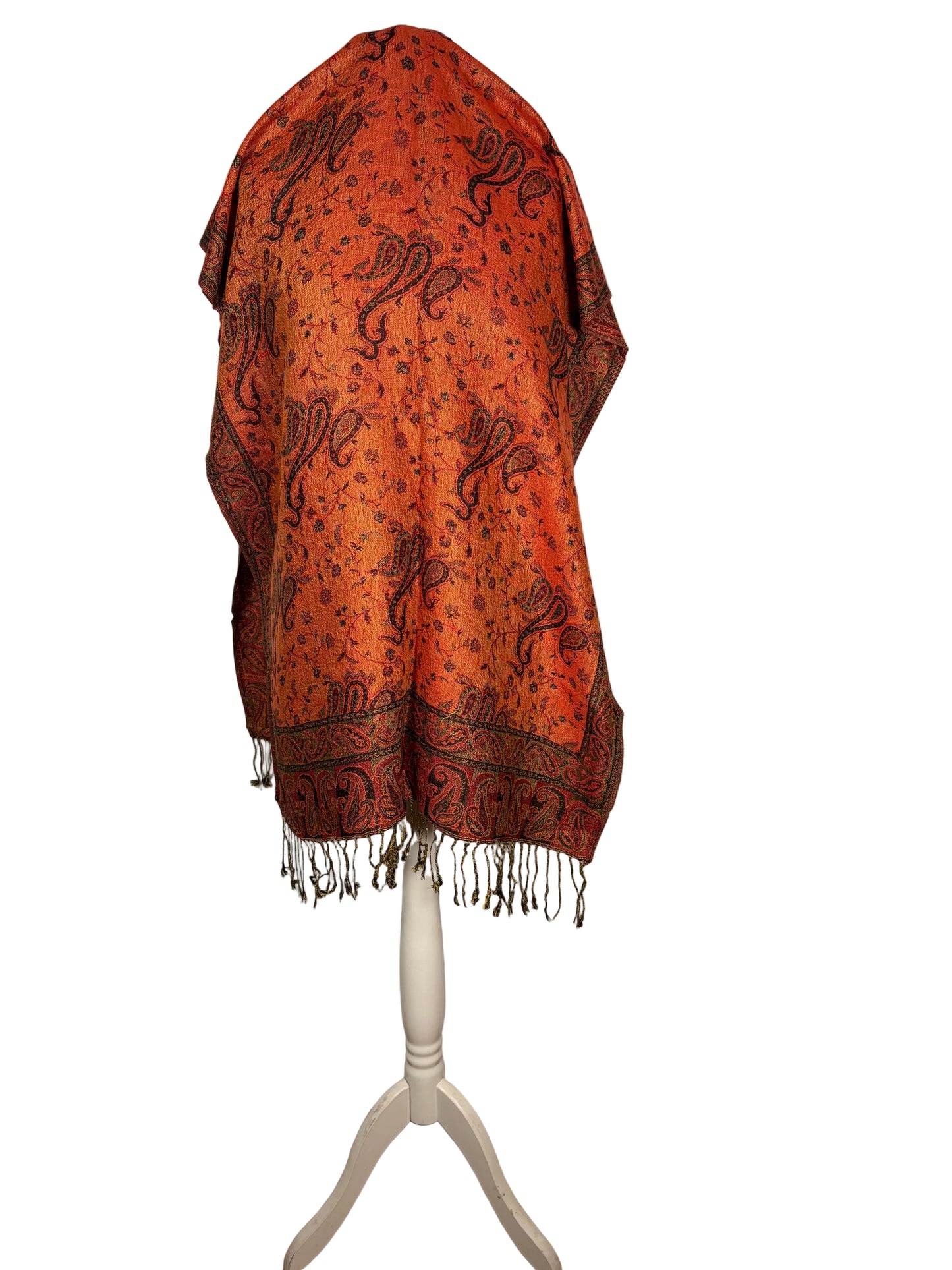 Reversible Paisley Cashmere Pashmina Shawl | Warm Tones
