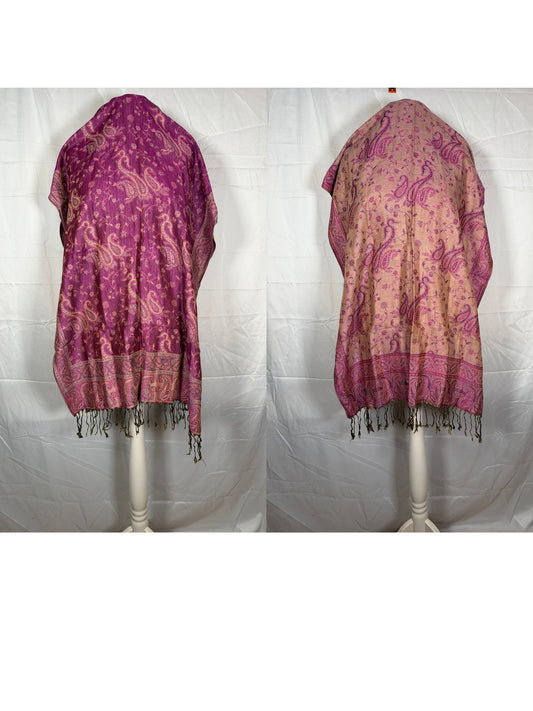 Reversible Paisley Cashmere Pashmina Shawl | Pink Tones
