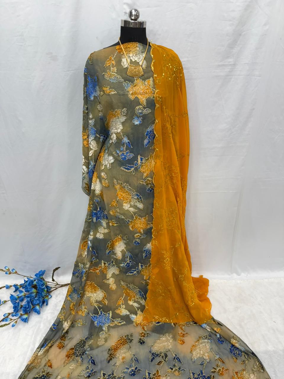 Maqbal Dirac Full Set – Floral Somali Fabric in Multiple Colours