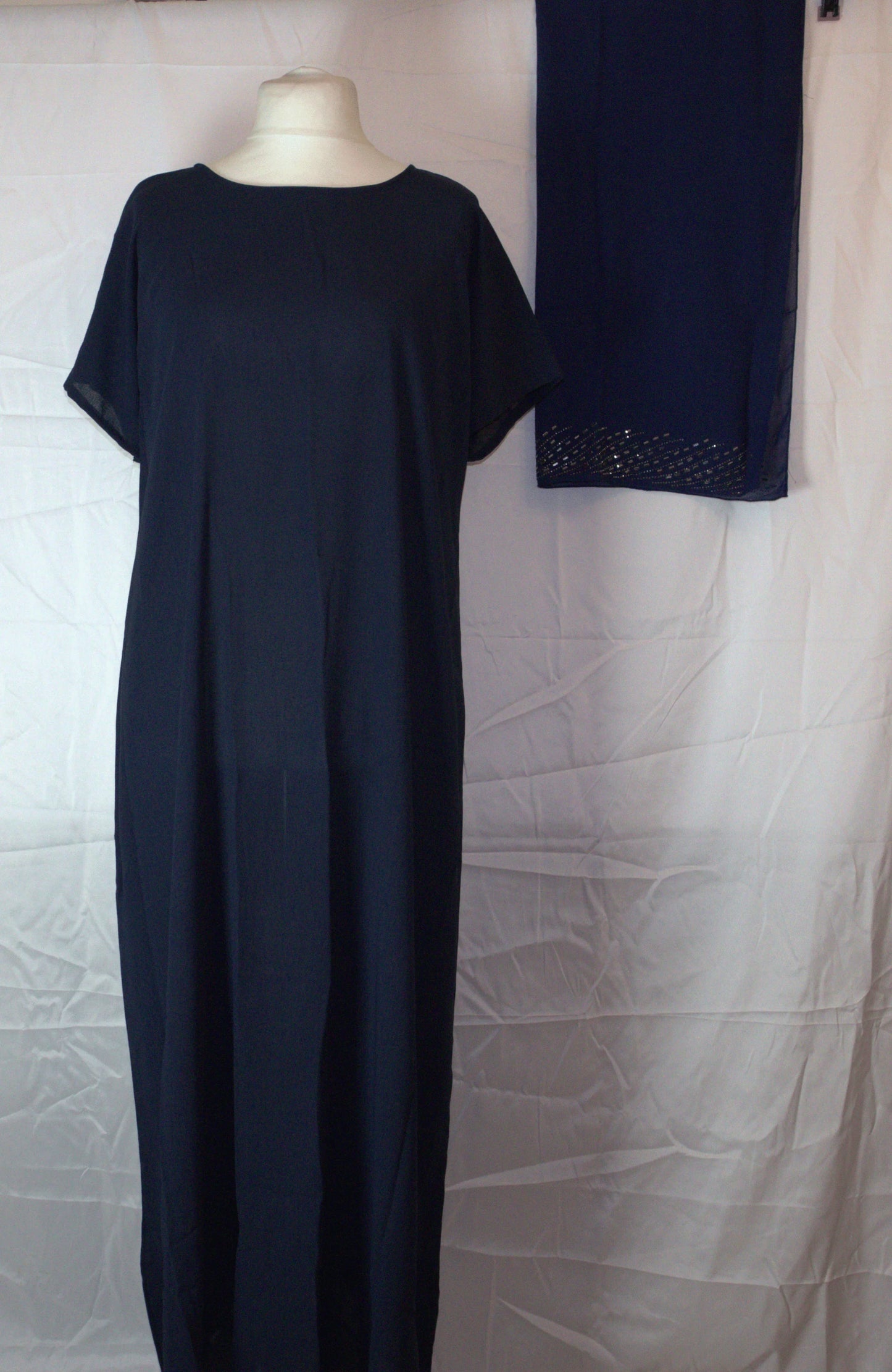 Navy Blue - gold Embriodery Abaya full set - Dirac fashion