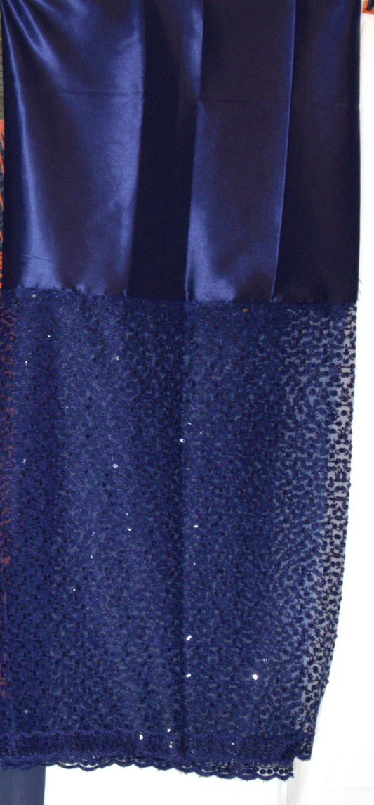 Navy blue Gorgorad fabric with a textured pattern on a white background