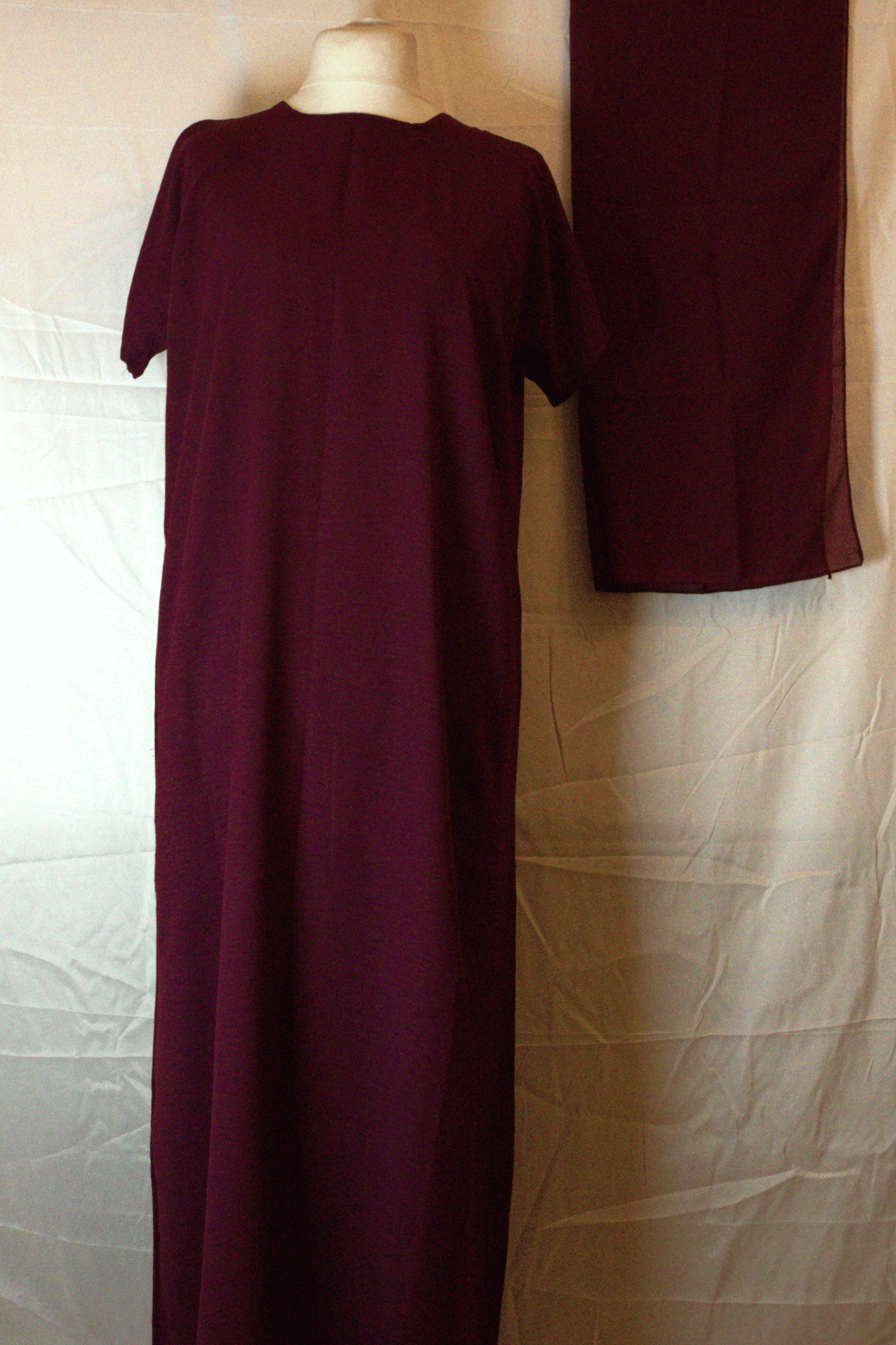 Red Floral Abaya Two Piece with inner Dress