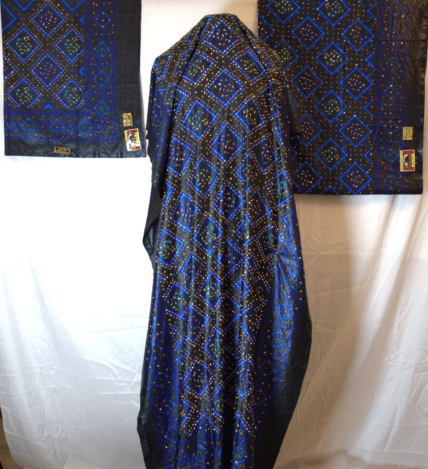 Blue & Black Somali Shaash Dirac Fabric