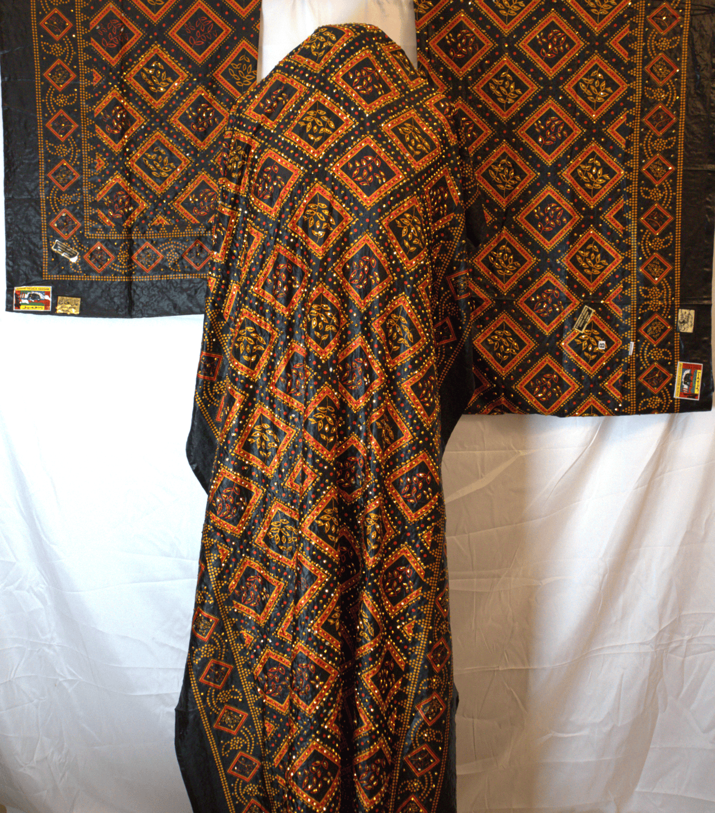 Red & Black Somali Shaash Dirac Fabric