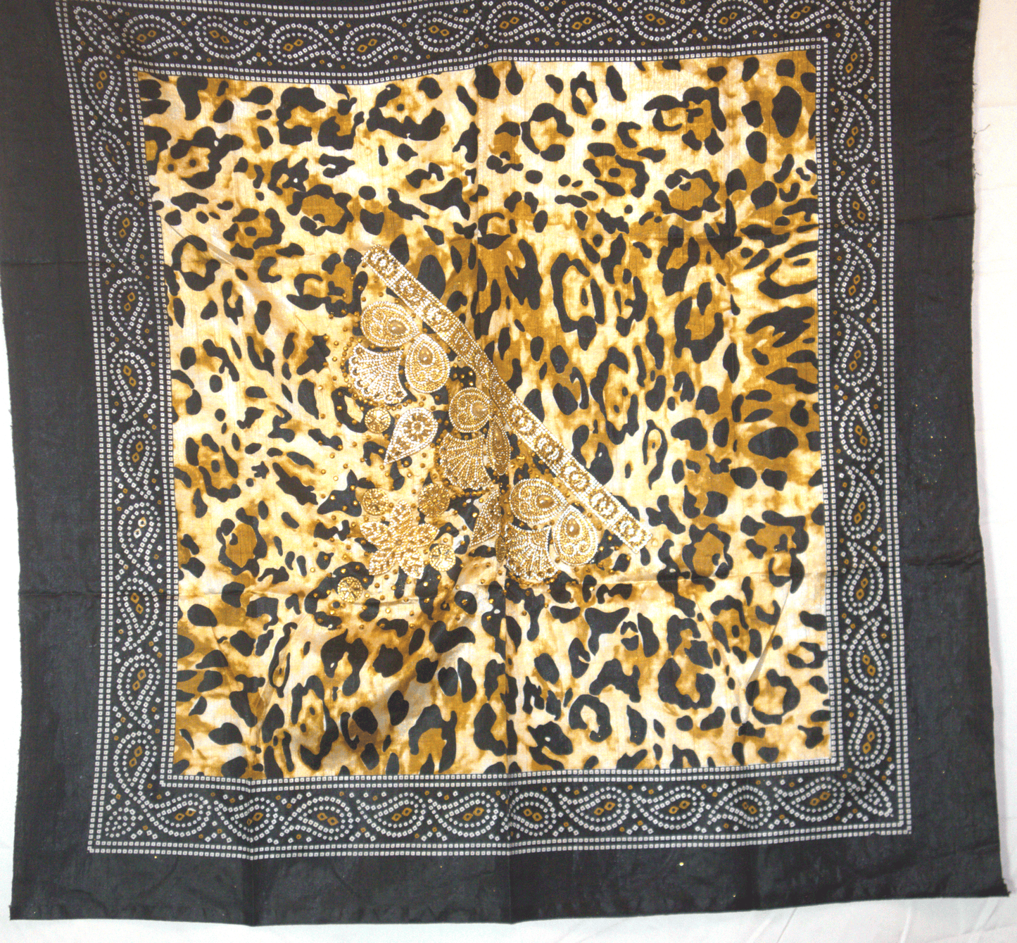 Somali Shaash with leopard print and gold Stones