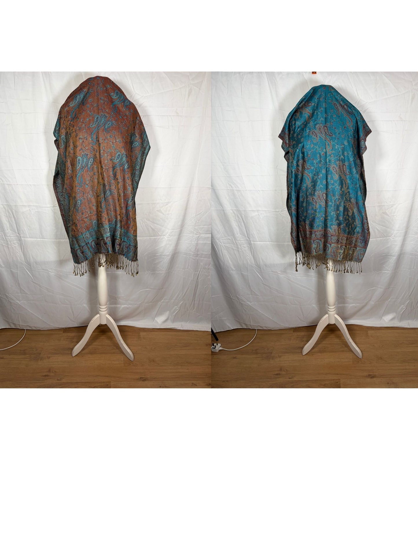 Reversible Paisley Cashmere Pashmina Shawl – Available in 3 Blue Tone Colours