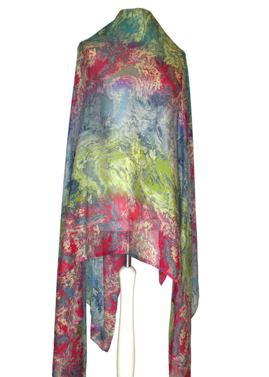 Colorful scarf with abstract pattern on a white background