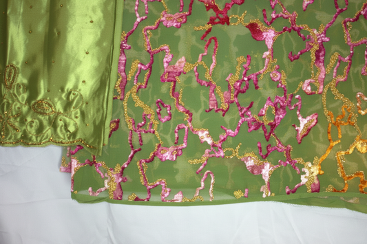 Lime Satin Hem Detail