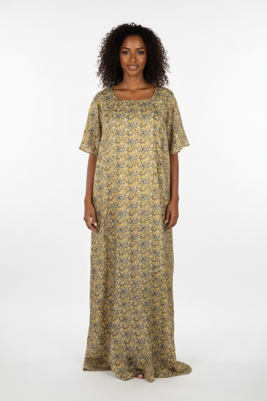 Somali model in Olive Floral Print Baati - Fashion