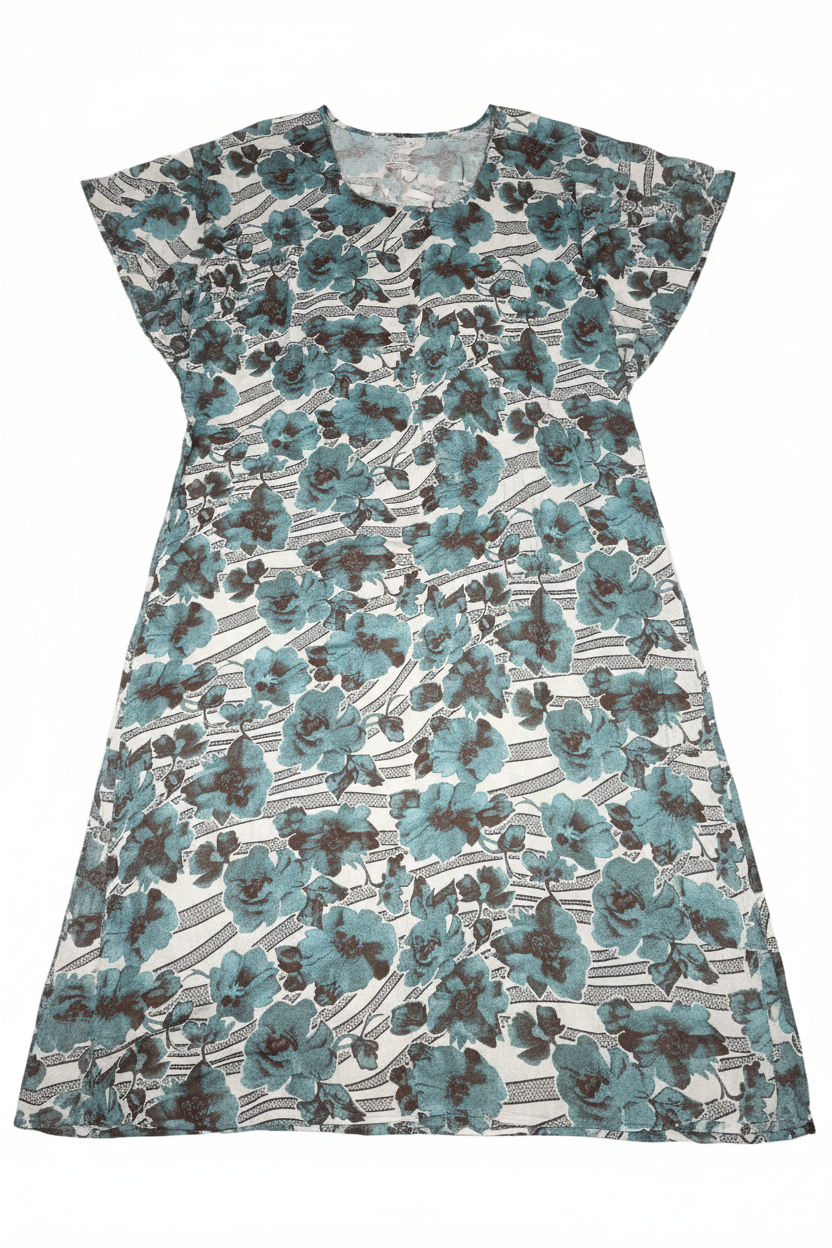 Teal Floral Geometric Print Baati - Flat Lay