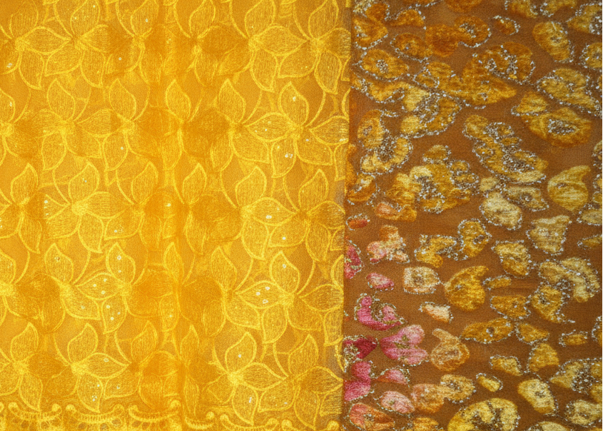 Yellow Satin Hem Close-Up