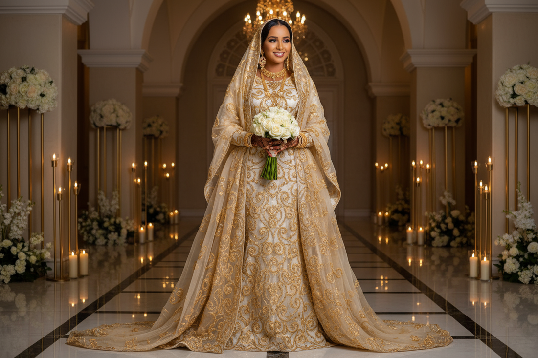 Somali bride wearing an elegant traditional wedding Dirac
