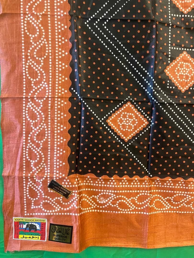 Somali Shaash (Black, White and Orange Silk)