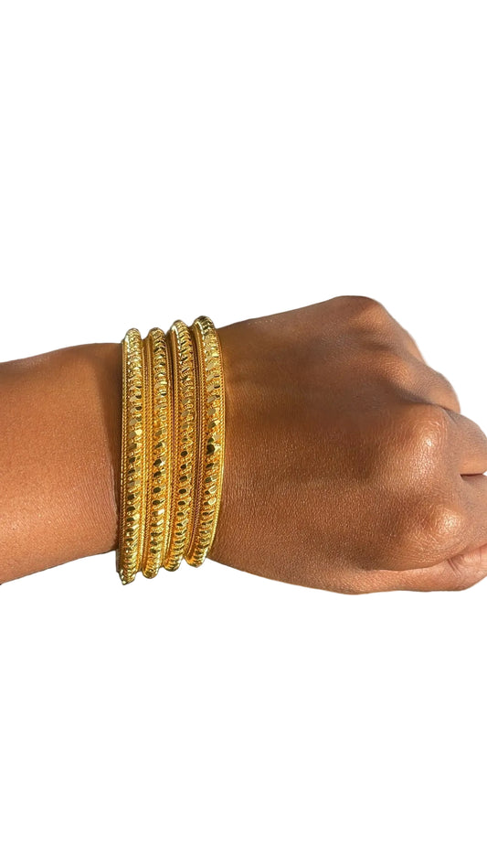 Ethiopian Gold Bangle Set – 4 Pieces