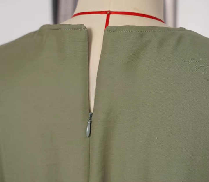 Olive Green Flared Sleeve Abaya with Printed Chiffon Cuffs