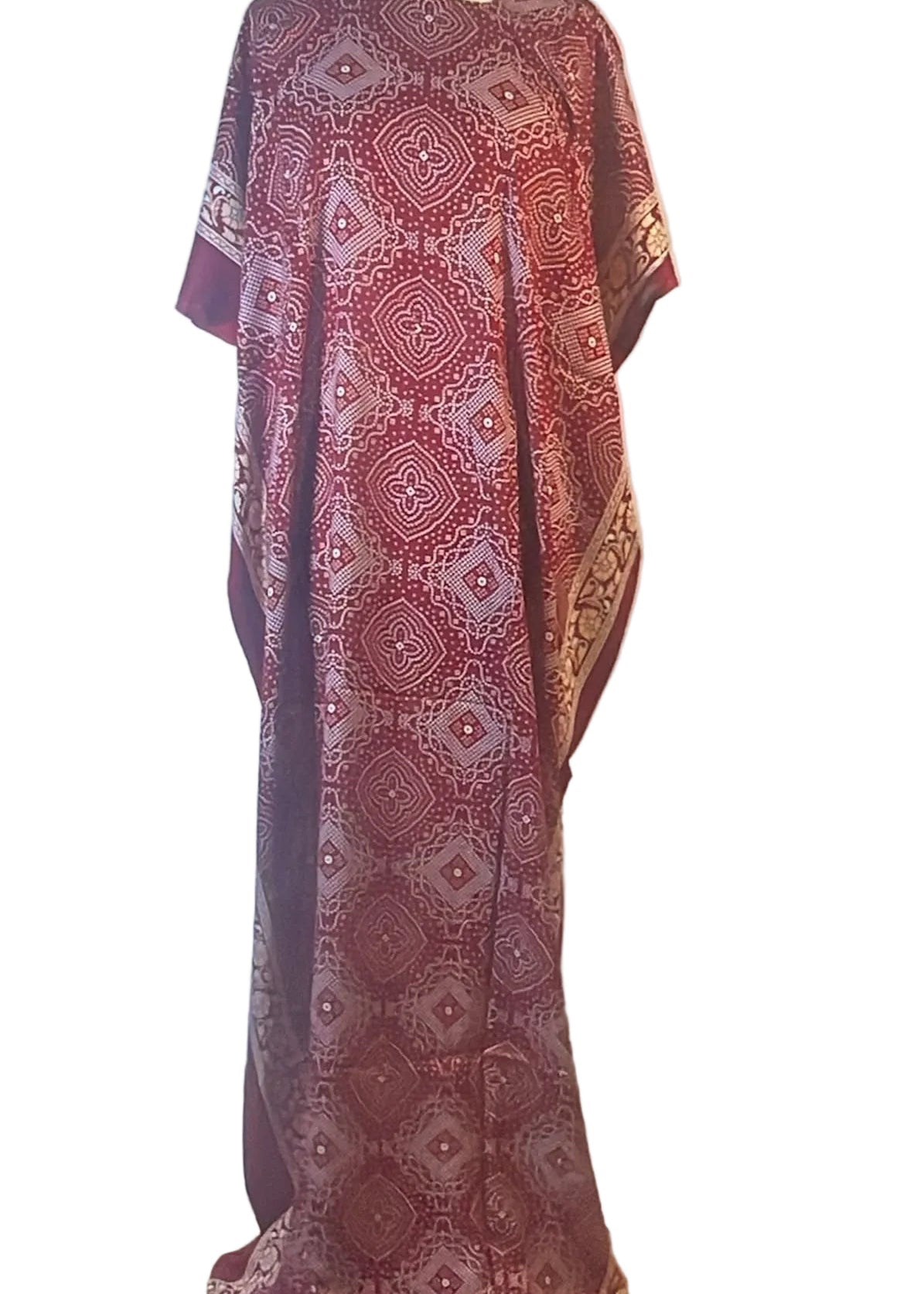 Geometric Medallion Print Baati – Free Size | Burgundy & Brown