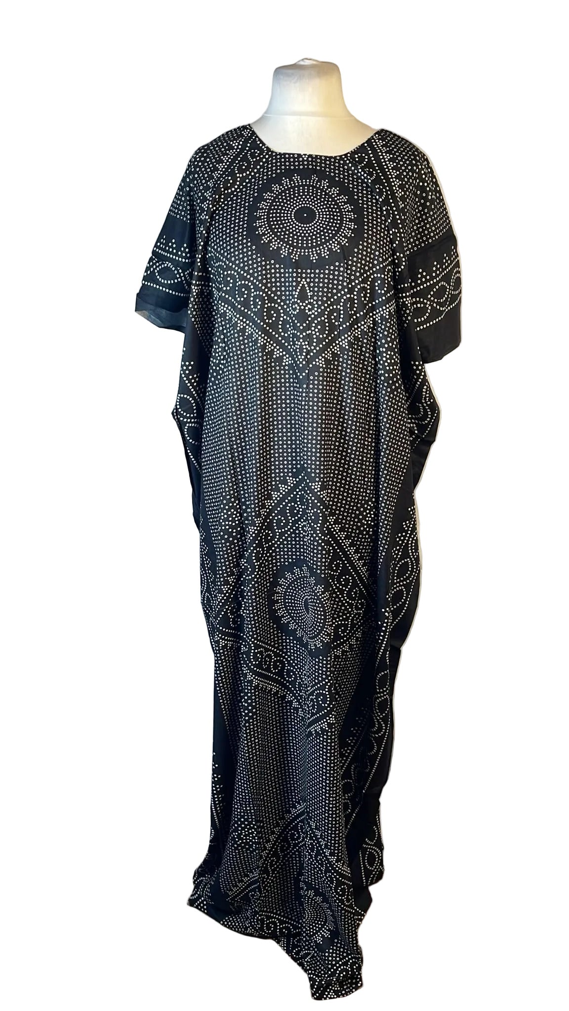 Geometric Dot Print Baati Maxi Dress in Blue and Black