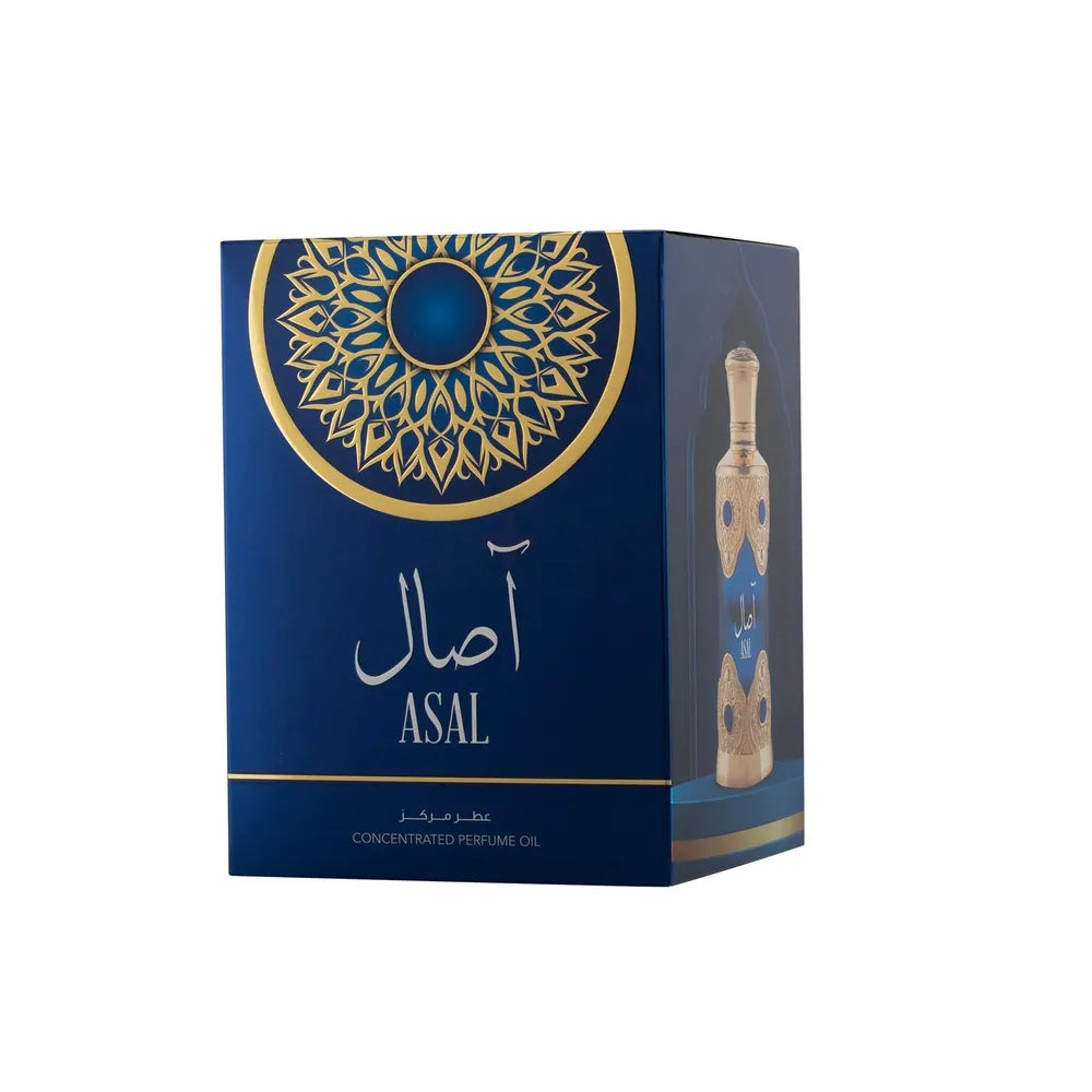 Box of ASAL perfume with decorative design on a white background