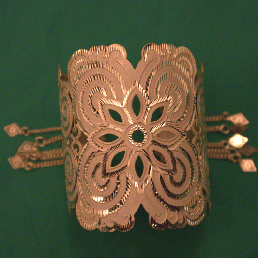 Gold-Tone Floral Cutwork Bangle