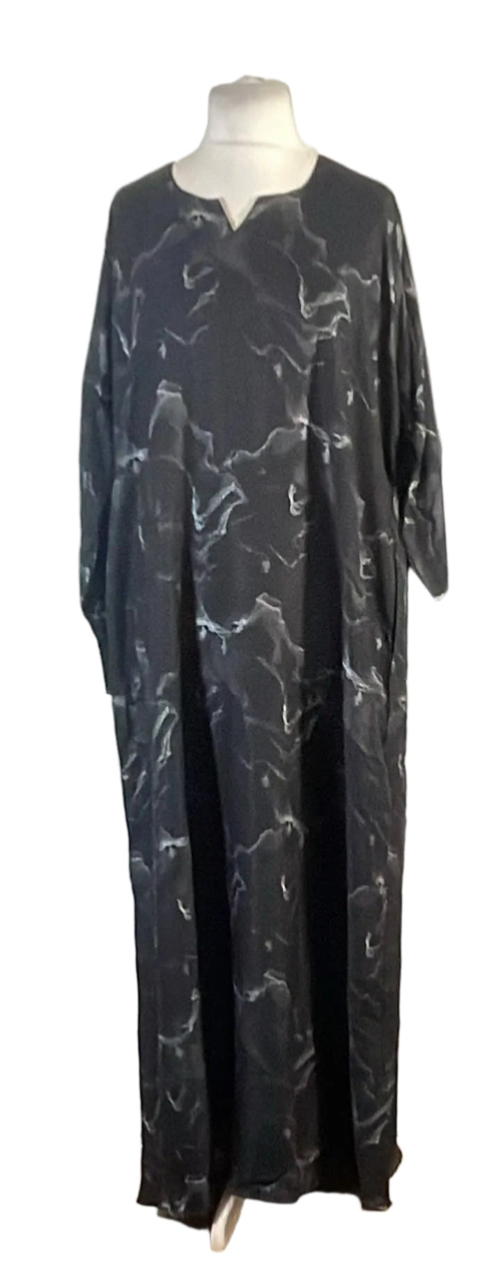 Black & Brown Marble Print Abaya with Scarf