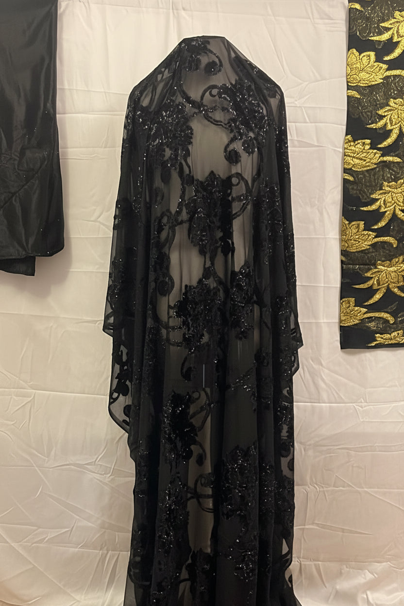 Black Midnight Maqbal Fabric Full 
Set – Gorogard & Garbasaar | Unstitched
