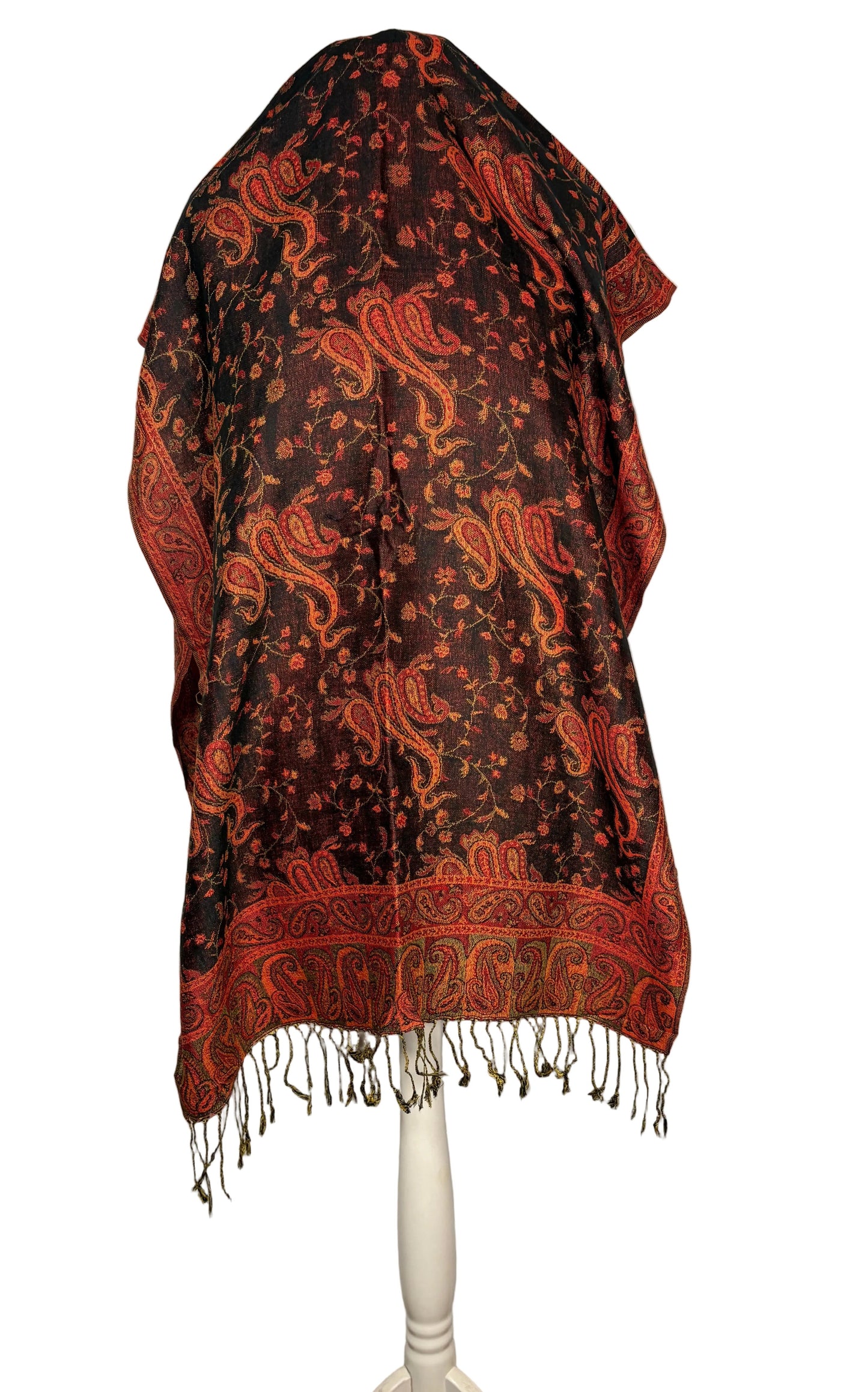 Reversible Paisley Cashmere Pashmina Shawl | Warm Tones