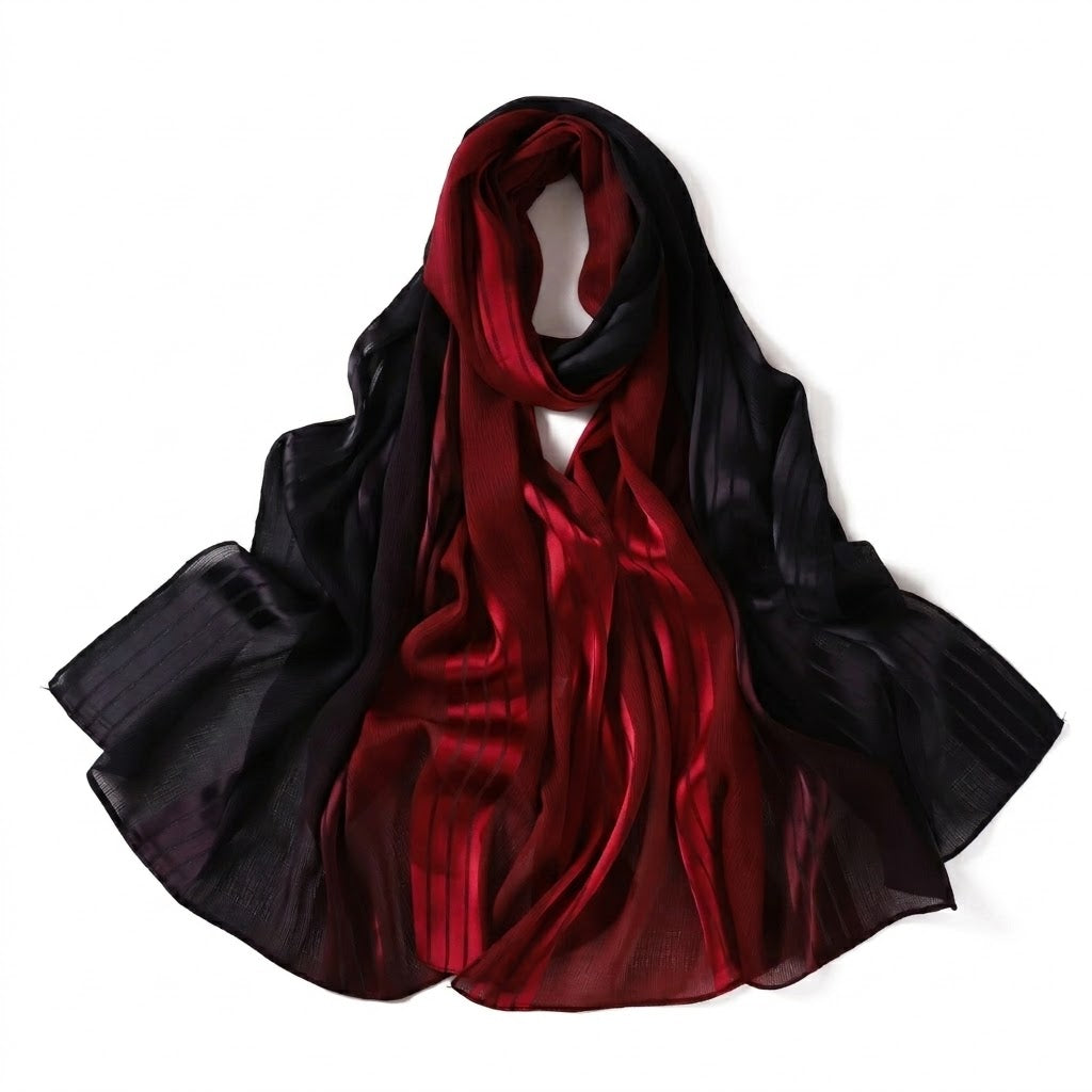 Black and red hijab on a white background