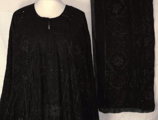 Elegant Black One-Piece Abaya Full Set