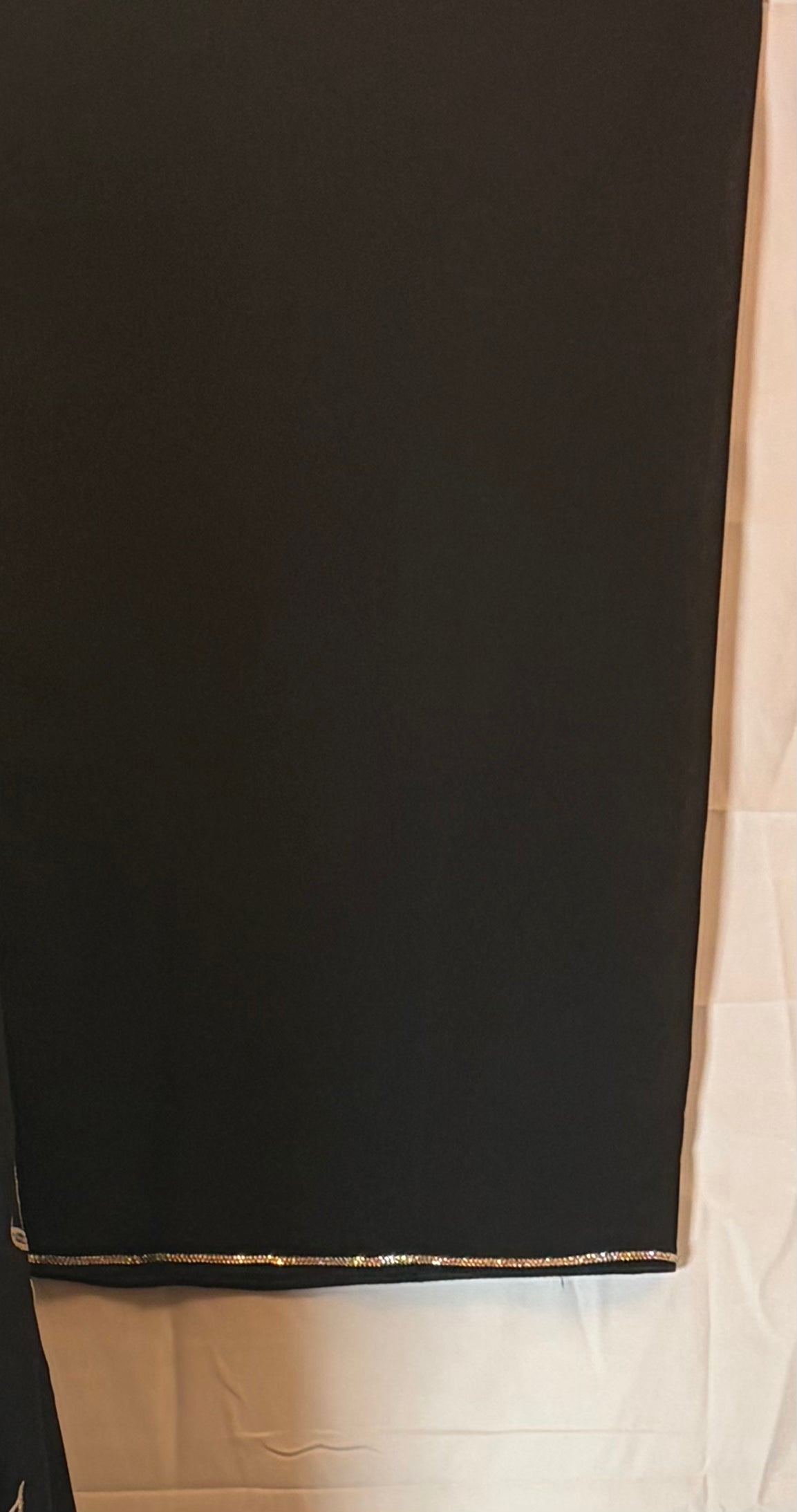 Leaf Embroidered Open Abaya with Matching Scarf – Black