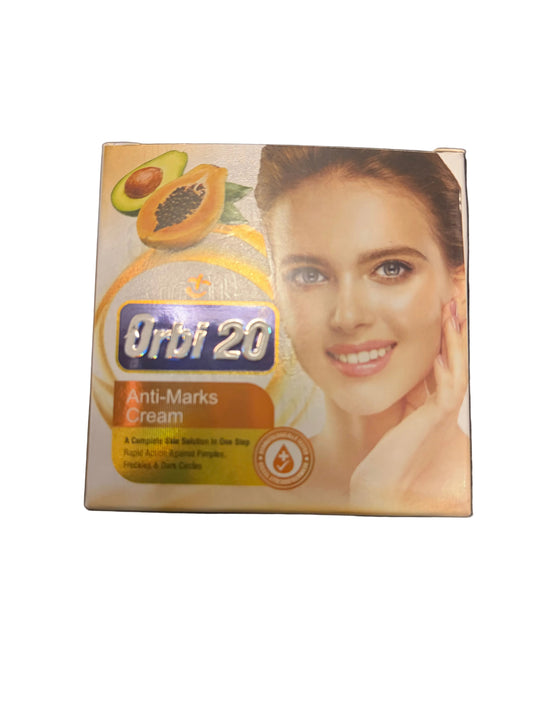 Box of Orbii 20 Anti-Marks Cream with a woman's face on the packaging.