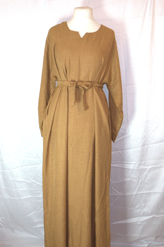 Bronze Modest Maxi Dress – Belted with Side Pockets – Size 58