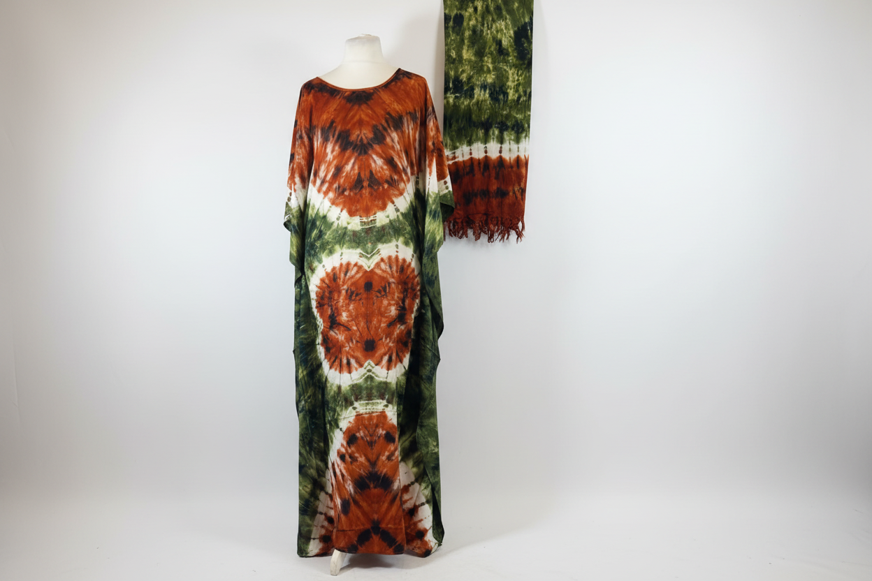 Butterfly Tie-Dye Print Baati with Scarf