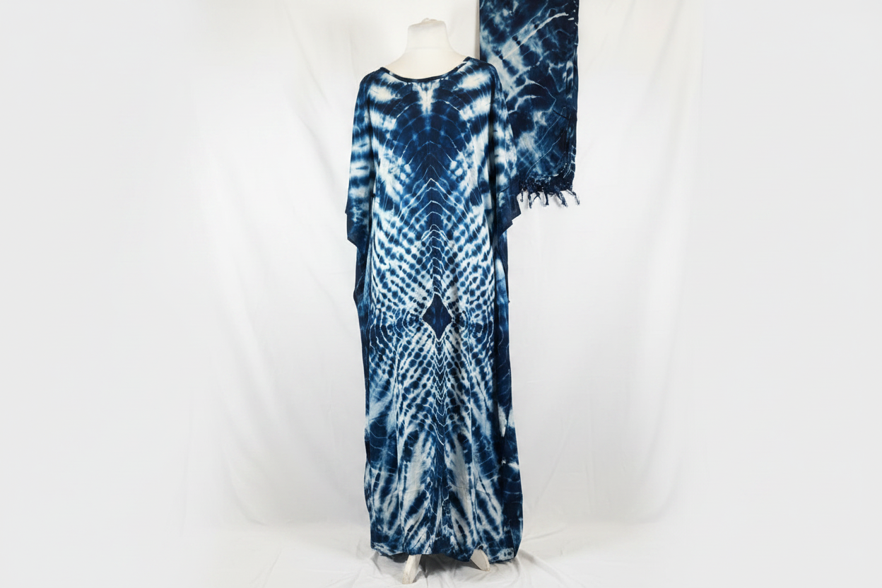 Butterfly Tie-Dye Print Baati with Scarf