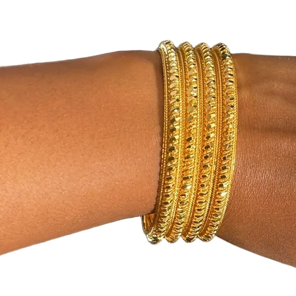 Ethiopian Gold Bangle Set – 4 Pieces